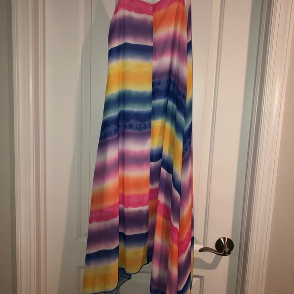 NWT Gorgeous Rainbow Tie Dye Maxi Dress sz Small - Picture 4 of 4